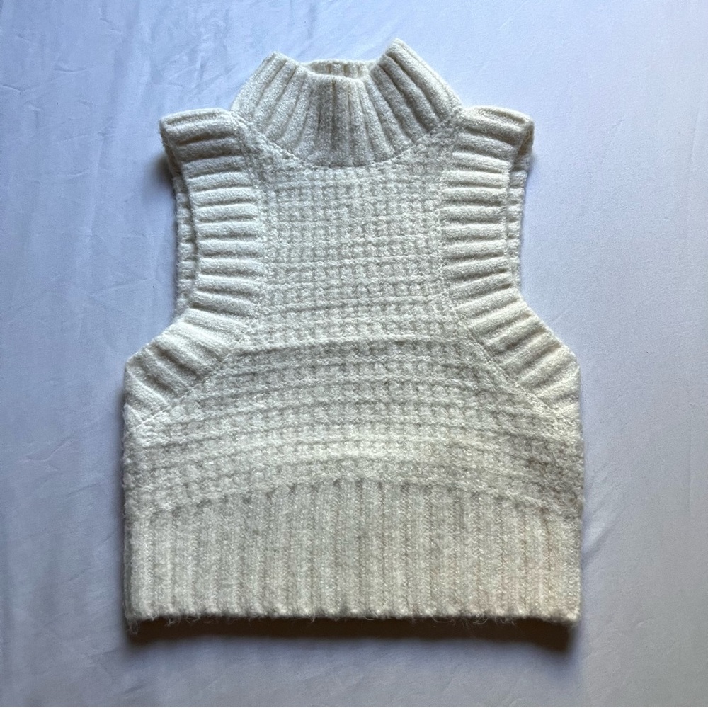 NWT FOR LOVE & LEMONS ivory cream knit mock neck backless cutout sweater top